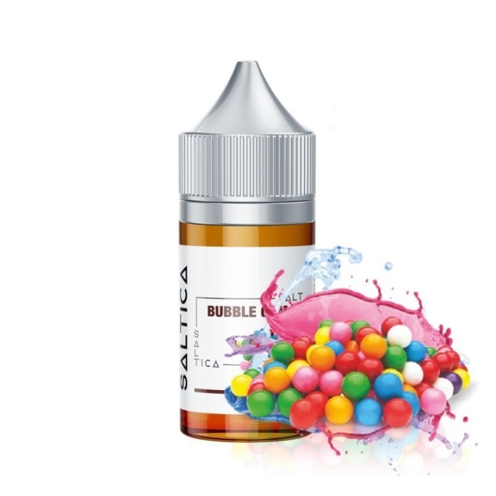 Saltica Bubble Gum Salt Likit, renkli sakız efektli e-likit şişesi.