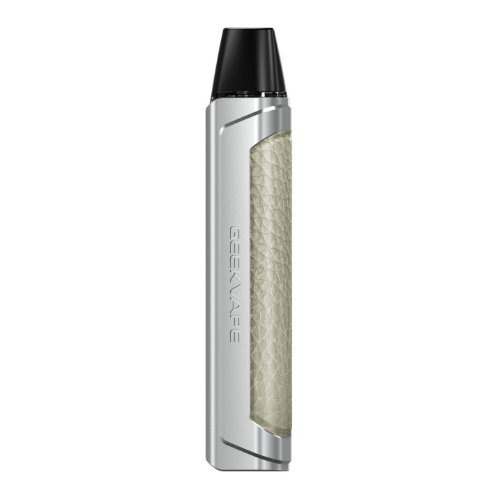 GeekVape Aegis One Pod Mod gümüş rengi, deri detaylı şık elektronik sigara