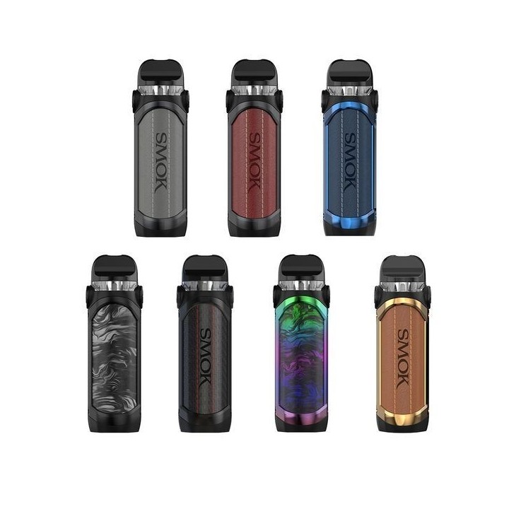 Smok IPX 80 Pod Mod çeşitleri gri, kırmızı, mavi, mermer ve deri renk seçenekleri.