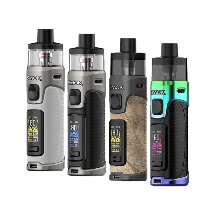 Smok RPM 5 Pro Pod Mod çeşitleri: Beyaz, Siyah, Deri ve Yeşil vape.