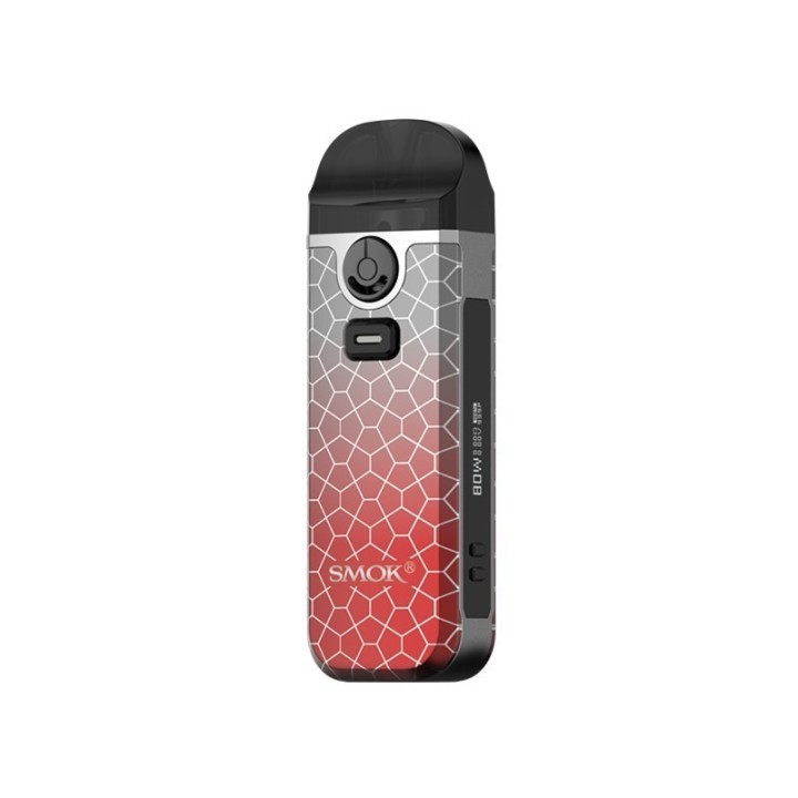 Smok Nord 4 Pod Mod 80W kırmızı-gri degrade desenli elektronik sigara.