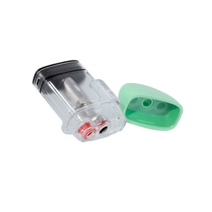 Uwell Popreel P1 Kartuş, şeffaf gövde ve yeşil kapaklı yedek coilli.