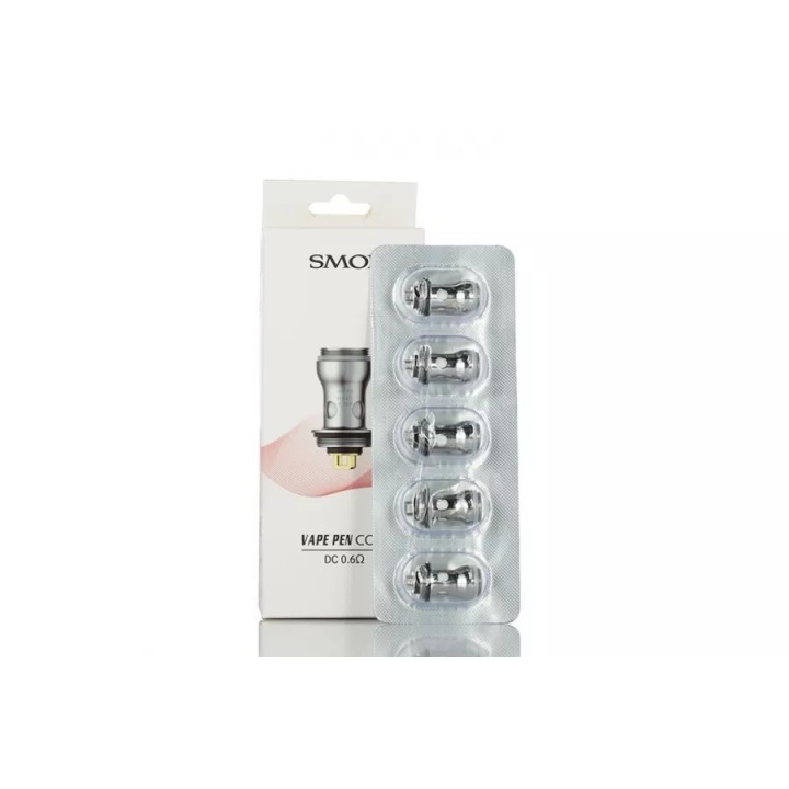 Smok Vape Pen Coil DC 0.6ohm yedek parça 5'li paket gümüş renkli