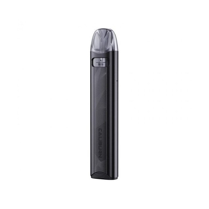 Uwell Caliburn A3S Pod Mod siyah, şık ve kompakt elektronik sigara.