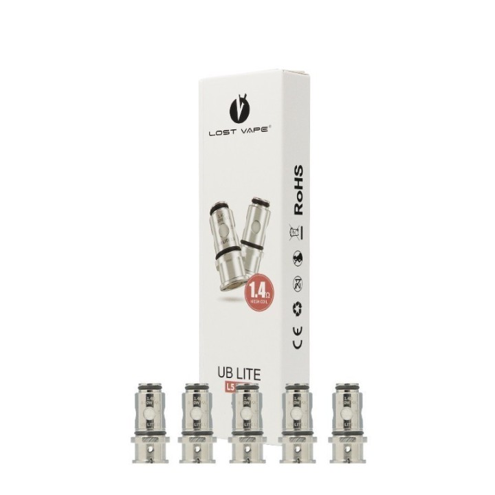 Lost Vape UB Lite 1.4ohm Mesh Coil yedek kartuşlar kutusu.