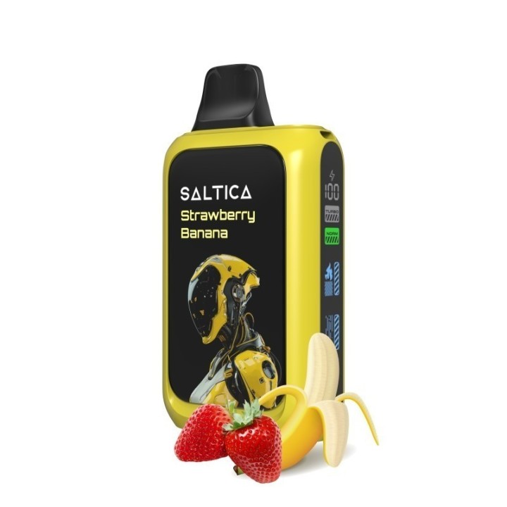 Saltica Cyber 18000 Kullan At Çilek Muz Aromalı Sarı Tek Kullanımlık Elektronik Sigara