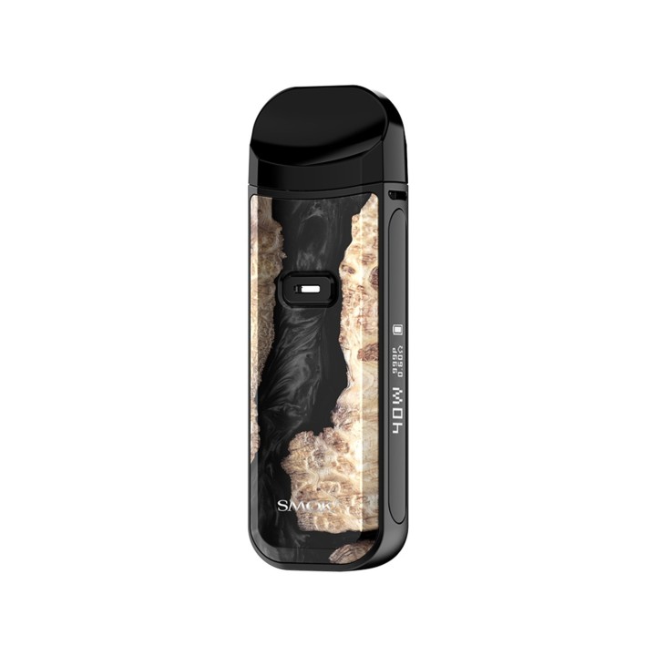 Smok Nord 2 Pod Mod siyah ahşap reçine, ayarlanabilir watt.