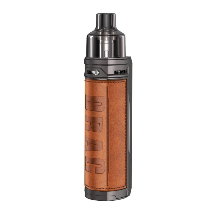 Voopoo Drag X Pod Mod kahverengi deri kaplama, gri gövde, elektronik sigara