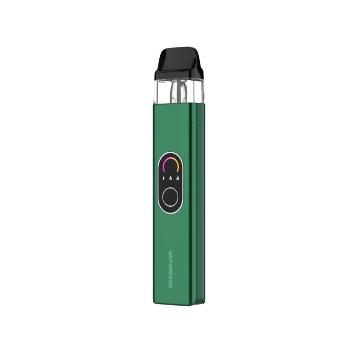 Vaporesso XROS 4 Pod Mod yeşil renk, kompakt dijital ekranlı elektronik sigara.
