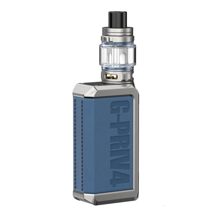 Smok G PRIV 4 Pod Mod mavi renk, deri kaplama, elektronik sigara.
