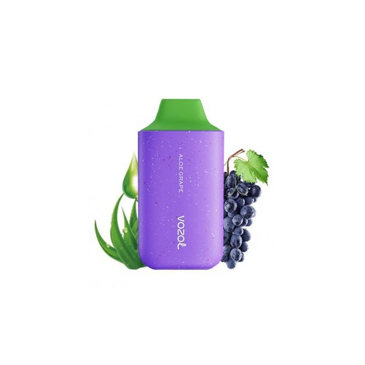 Vozol Star 6000 Aloe Grape Kullan At, mor gövde, yeşil bitiş.