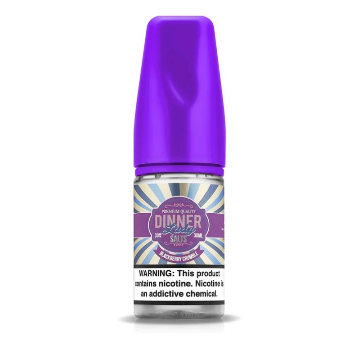 Dinner Lady Blackberry Crumble Salt E Likit, mor kapaklı 30ml şişe.
