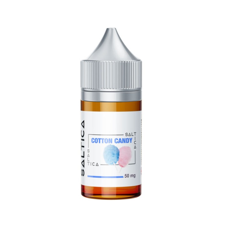 Saltica Cotton Candy Salt Likit 50 mg, mavi ve pembe pamuk şekerli e-likit.