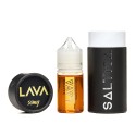 Saltica Lava Salt Likit 50mg, turuncu sıvı, siyah kutu ambalajlı.