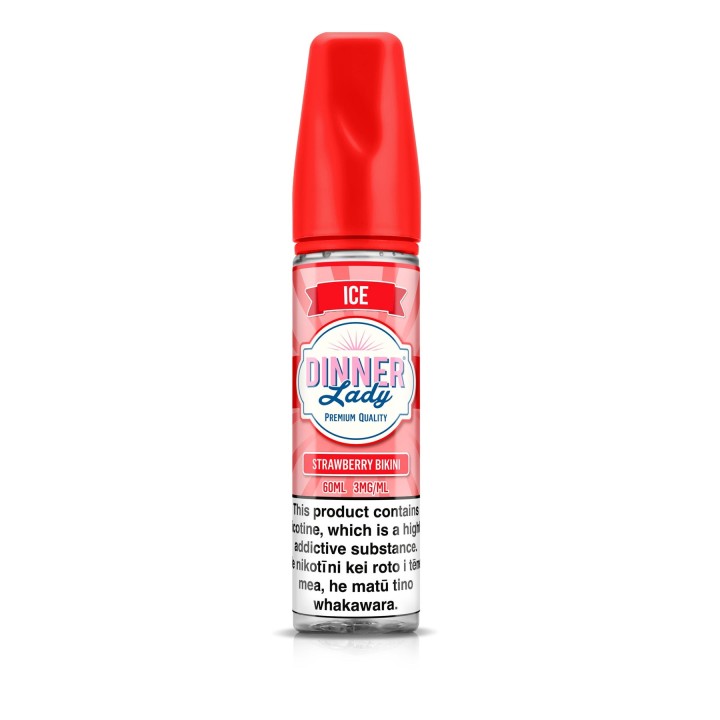 Dinner Lady Ice Strawberry Bikini E Likit 60ML Kırmızı Kapaklı Stok Fotoğrafı