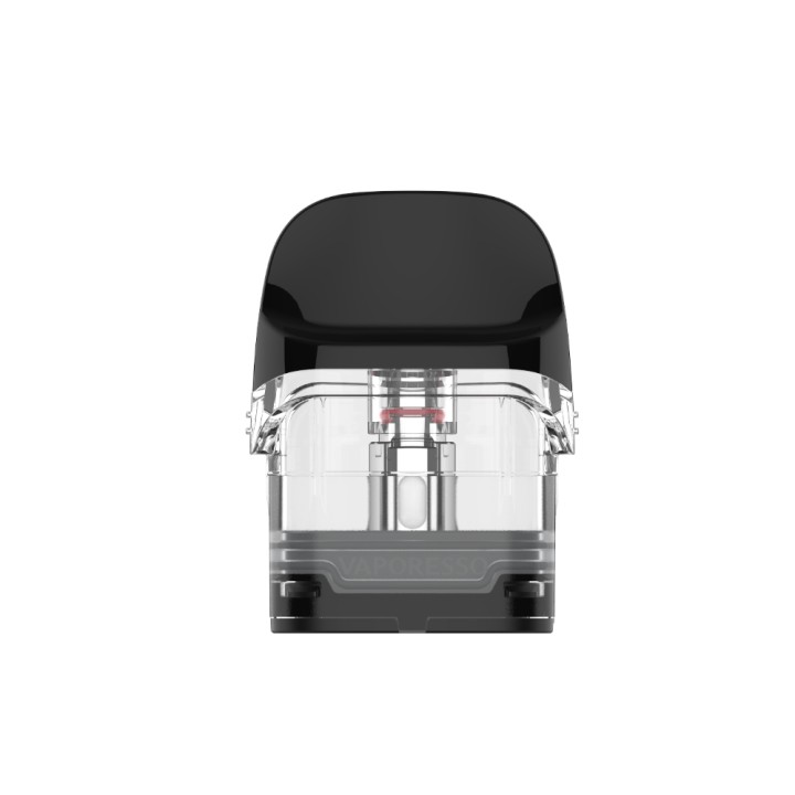 Vaporesso Luxe Q Kartuş yedek tankı, siyah ağızlı, şeffaf gövde.