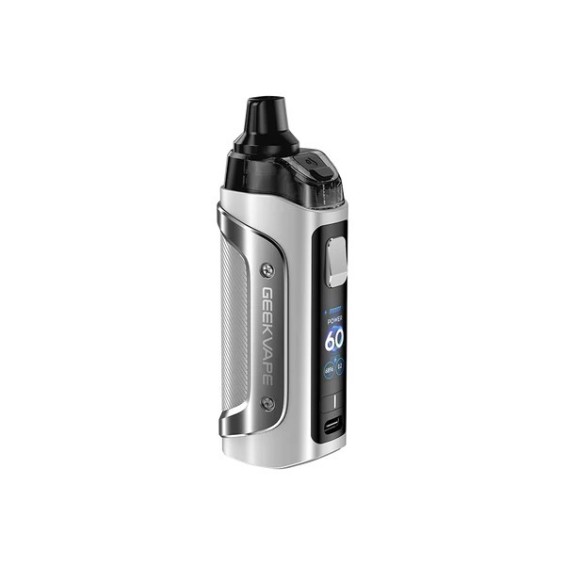 GeekVape Aegis Boost 3 Pod Mod Gümüş renkli, dayanıklı elektronik sigara.