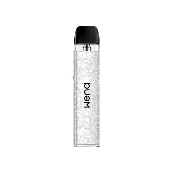 GeekVape Wenax Q Mini Pod Mod, beyaz parlak kaplama, kompakt elektronik sigara.