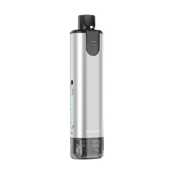 SX Mini PureMax Pod Mod gümüş renkli, şık ve kompakt elektronik sigara.