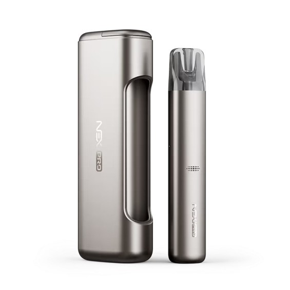 Aspire Nexi Pro Pod Mod gümüş renkli, kompakt ve şık dijital görünüm.