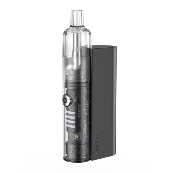 Aspire Cyber GT Pod Mod Siyah, şeffaf tanklı ve elektronik devre görünümlü.