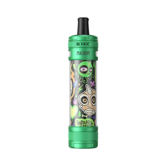 Aspire Magnum Pod Mod yeşil renkli, çizgi film desenli elektronik sigara.