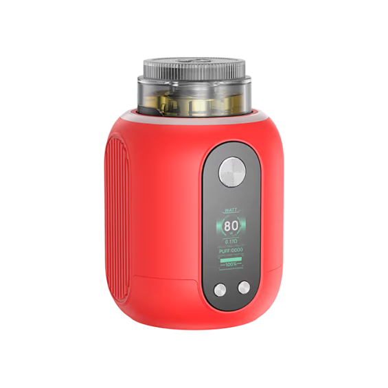 Kırmızı Aspire Proteus Mini E Hookah, dijital ekranlı kompakt elektronik nargile.