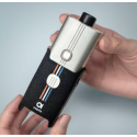 Aspire Cloudflask S Pod Mod gümüş renkli, siyah kılıflı, şık elektronik sigara.
