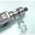 Aspire Rover Plus Pod Mod gümüş renkli, yedek cam tankı ile yakın çekim.