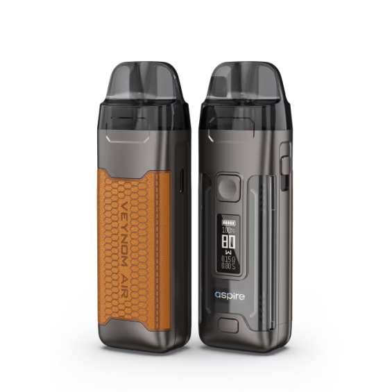 Aspire Veynom Air Pod Mod, Gri ve Turuncu Deri Detaylı, Dijital Ekranlı