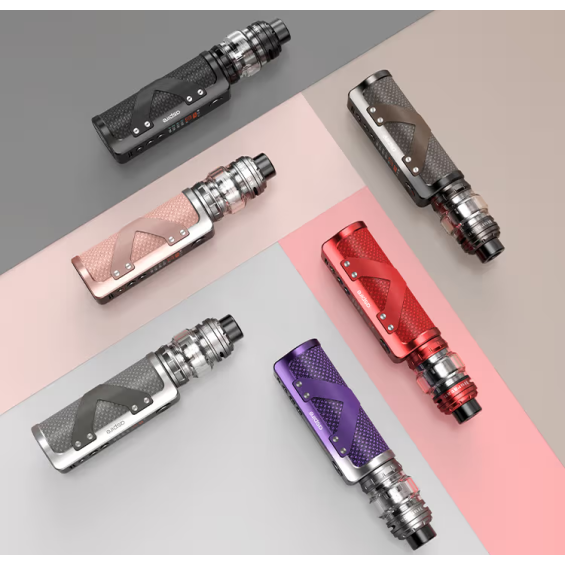 Aspire Huracan EX Pod Mod çeşitleri: Siyah, Kırmızı, Mor, Pembe ve Gri.