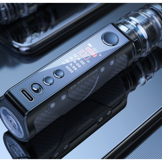 Aspire Huracan EX Pod Mod siyah, dijital ekranlı, güçlü elektronik sigara.