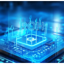 Aspire RAGA AIO Pod Mod teknoloji ve mavi ışık temalı RoHS uyumluluk görseli.