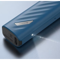 Aspire Vilter Fun Pod Mod mavi, dalgalı gövde detayı ve USB-C girişi.
