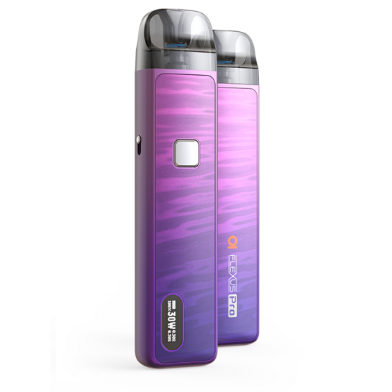 Aspire Flexus Pro Pod Mod mor renkli, dijital ekranlı, şık elektronik sigara.