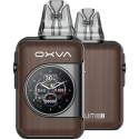 OXVA Xlim SQ Pro 2 Pod Mod kahverengi ahşap görünümlü, dijital ekranlı.