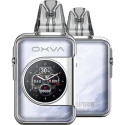 OXVA Xlim SQ Pro Pod Mod gümüş renkli, saat ekranlı, şık elektronik sigara.