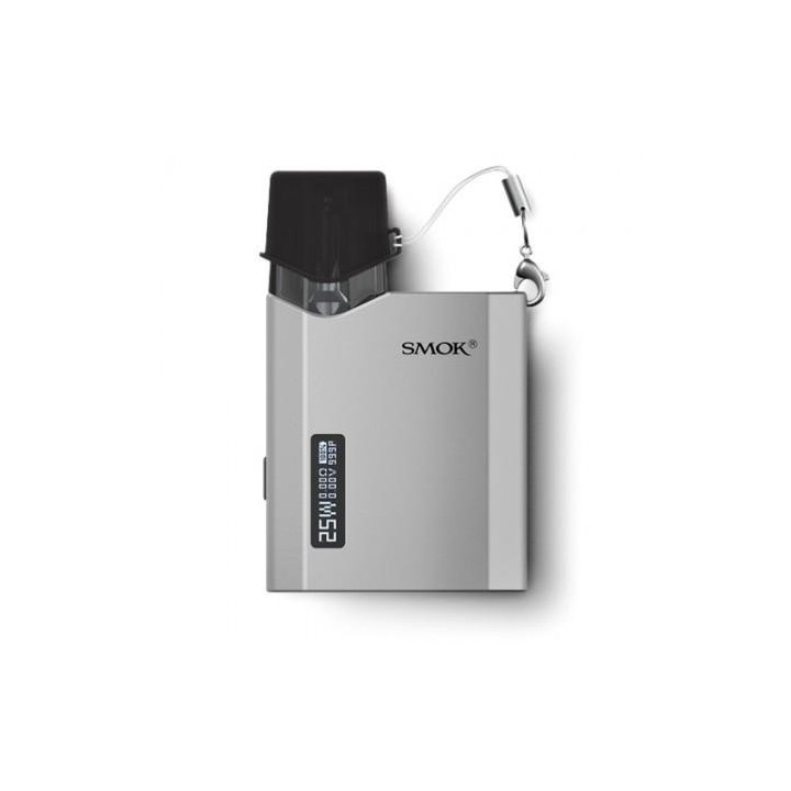 Smok Nfix Mate Pod Mod gümüş renkli, dijital ekranlı taşınabilir elektronik sigara