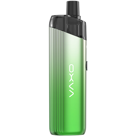 OXVA Origin SE Pod Mod yeşil renk, şık ve çizgili tasarımlı elektronik sigara.
