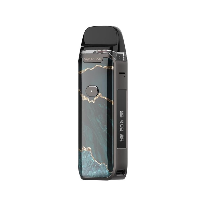 Vaporesso Luxe PM40 Pod Mod yeşil mermer desenli elektronik sigara.