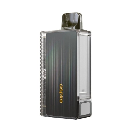 Aspire Gotek Nano Pod Mod, şeffaf gövdeli, koyu renkli dikey çizgili modern elektronik sigara.