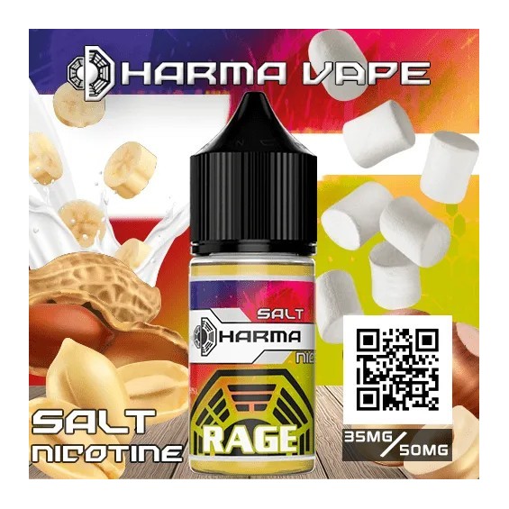 Dharma Rage Salt Likit: Fıstık, Muz ve Marshmallow Aromalı Premium Salt Likit
