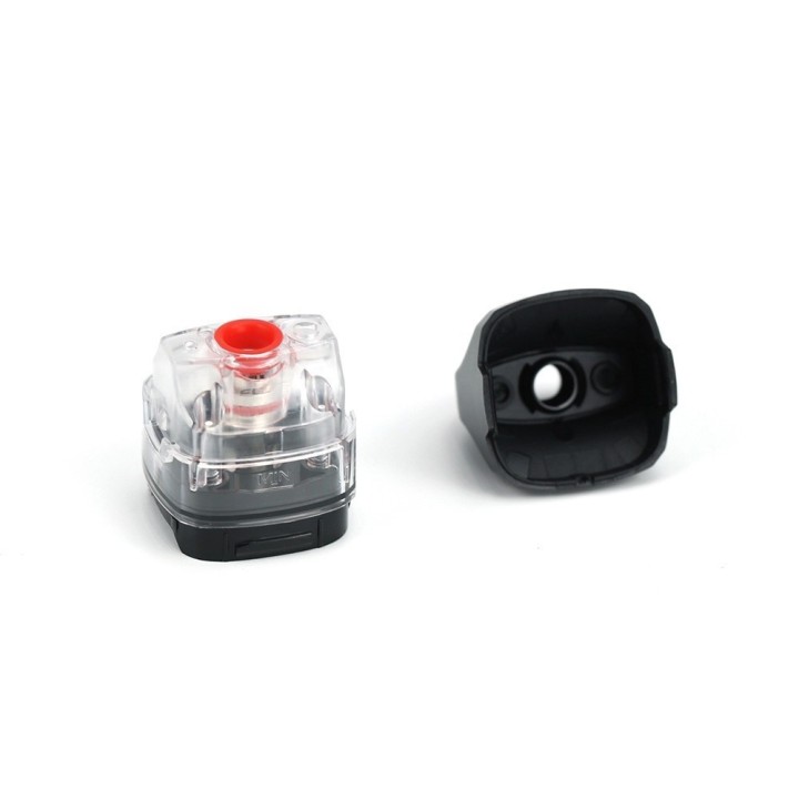 Uwell Aeglos Kartuş yedek tankı, şeffaf ve siyah parça, kırmızı dolum ağızlı.