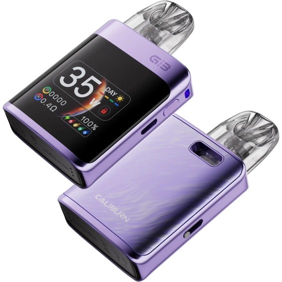 Uwell Caliburn G3 Pro KOKO mor pod mod, ekranlı, şık elektronik sigara.
