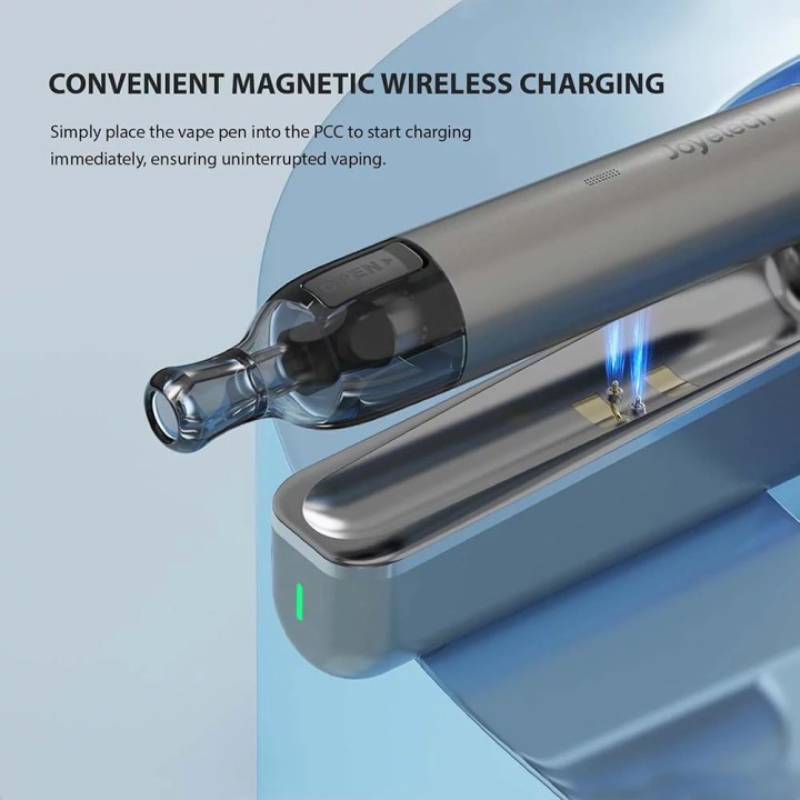 Joyetech eRoll Nano Pod Mod gümüş, manyetik kablosuz şarj gösterimi