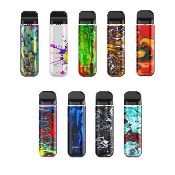 Smok NOVO 2 Pod Mod koleksiyonu renkli reçine ve desenli çeşitleri.