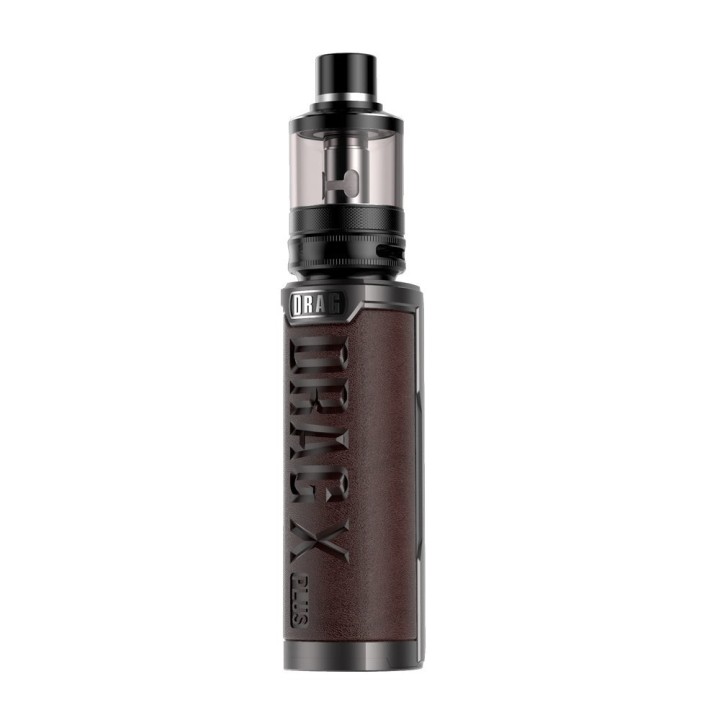 Voopoo Drag X Plus Pro Pod Mod kahverengi deri, siyah metal