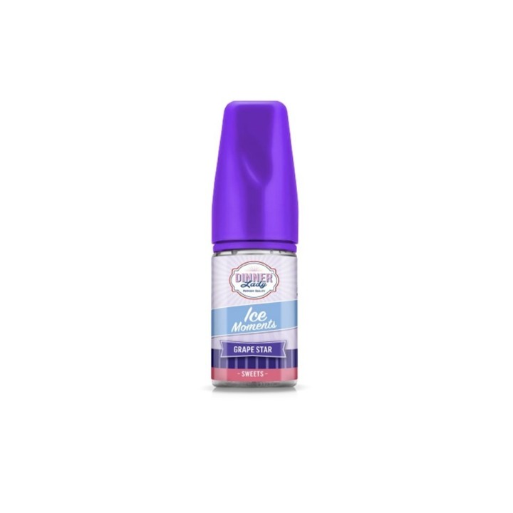 Dinner Lady Ice Grape Star Salt Likit, mor kapaklı premium e-likit şişesi.